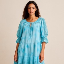 Ulla Johnson Cloud Blue & White Mini Dress Size 4