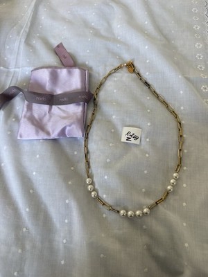 RADA Italy Pearl Chain Necklace Gold Tone Statement Made in Italy