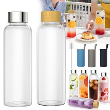 500ml Wasserflasche Trinkflasche Getränkeflasche mit Edelstahl und Holz Deckel
