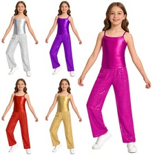 Girls Dancewear Modern Set Figure Ice Skating Outfits Recital Ballroom Concert