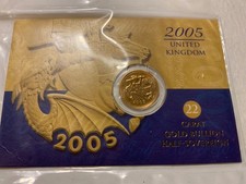 2005 Gold Half Sovereign Coin In Capsule With Presentation Card