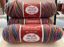 LOT of 3 CRAFT SMART in DUSK Acrylic Value Yarn #25 244yds 5oz Multi Color!
