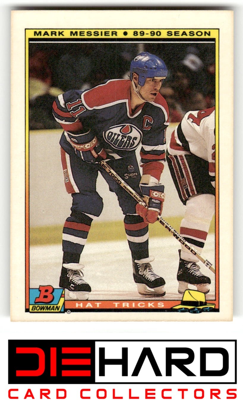 1990-91 Bowman #4 Mark Messier Hat Tricks Edmonton Oilers