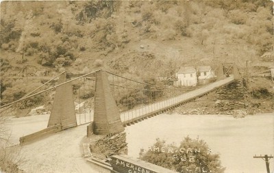 c.1910 Auburn CA American River Suspension Bridge RPPC Postcard