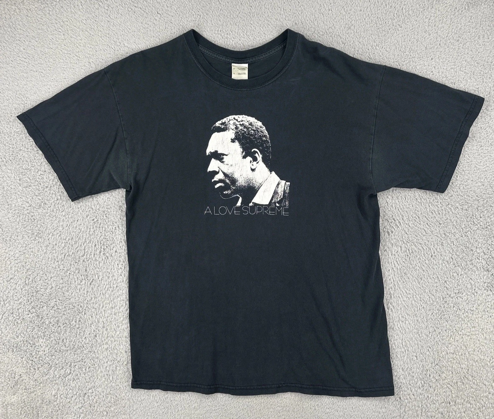 Grand t shirt noir vintage GILDAN coton épais A Love Supreme John Coltrane Tee