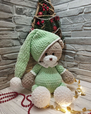 Cozy Amigurumi Teddy Bear in Pajamas   Crochet Handmade Plush Gift
