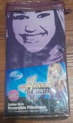 VINTAGE 2010 Hannah Montana 1 Reversible Standard Pillowcase Miley Cyrus NEW 