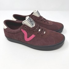 Vans Sport Low Burgundy Pink Hairy Suede Skate Shoes Womens 7 Mens 5.5 NWOT