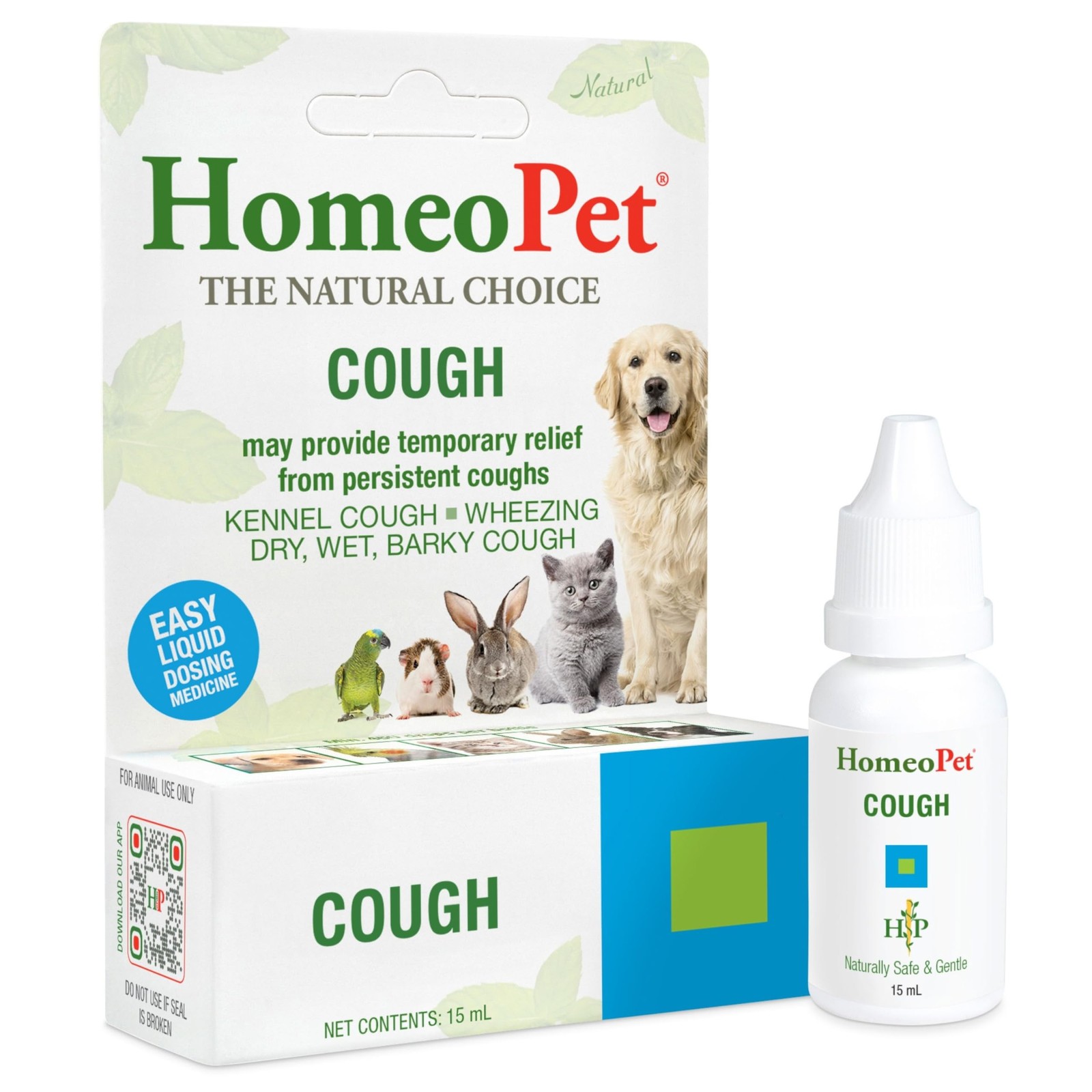 HomeoPet Cough, Natural Cough Supplement for Dogs, Cats, and Other white