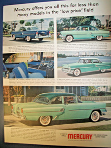 1955 Mercury Monterey Montclair large-mag car ad -"all this for less"