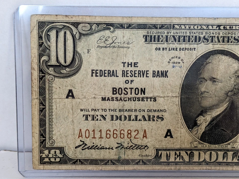 1929 $10 Federal Reserve Bank of Boston, MA - VG Condition #847 - Image 2 of 4