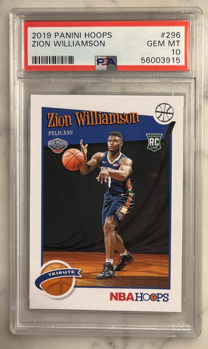 2019-20 Panini NBA Hoops PSA 10 Hoops Tribute Zion Williamson #296 Rookie RC