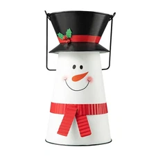 Glitzhome 19.50" H Metal Snowman Decorative Bucket