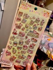 Japan Kawaii Twin Rabbit And Friends School Bon Bon Gum Drop Puffy 3D Sticker