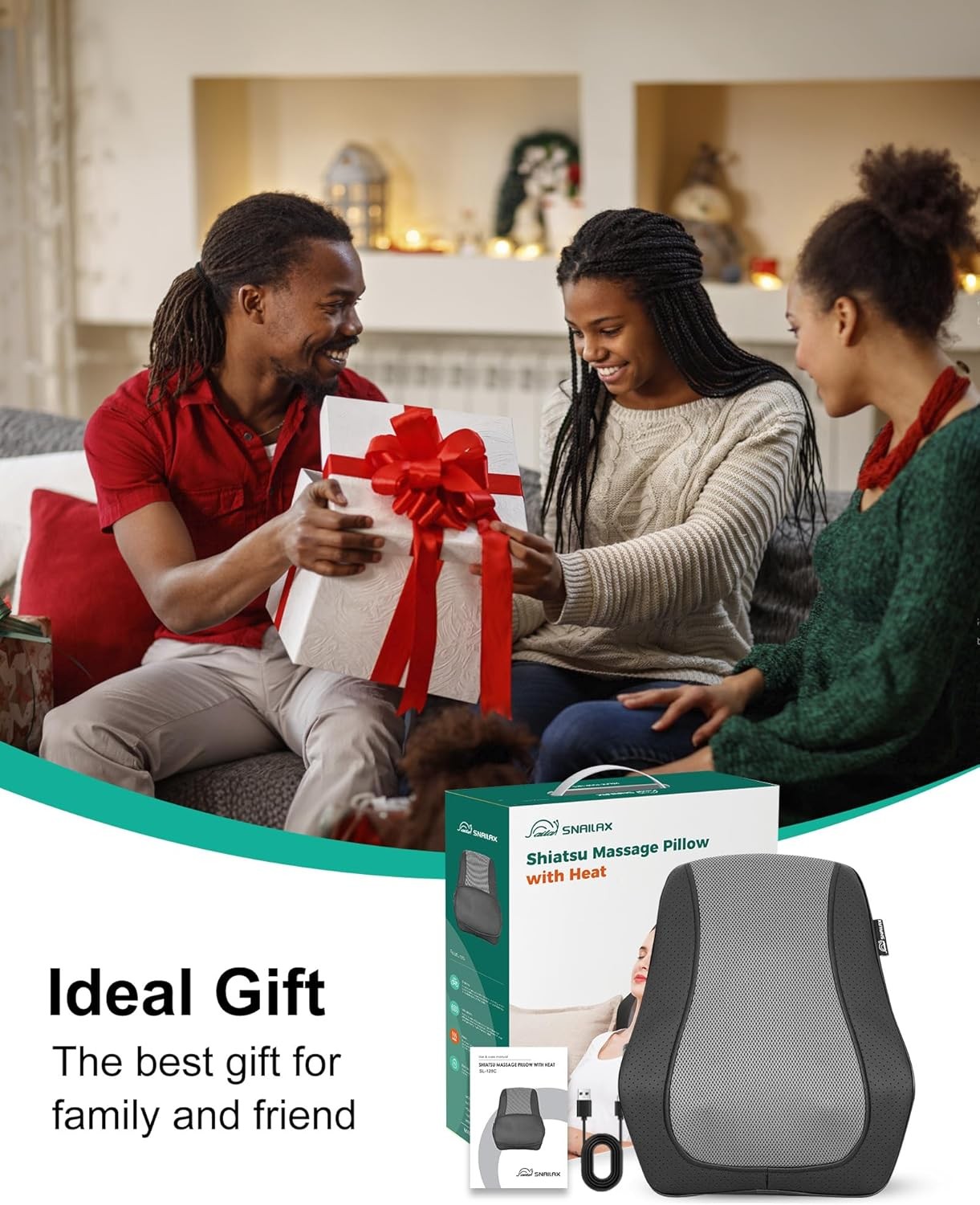 Cordless Shiatsu Neck Massager with Heat & Vibration, Back Neck Shoulder Massage