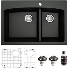 Karran USA QT-711-PK1 Quartz QT 33" Drop In Double Basin Quartz - Black