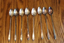 Wm Rogers MFG CO 1915 Lufberry Silverplate Silverware Iced Tea Spoons Set of 8