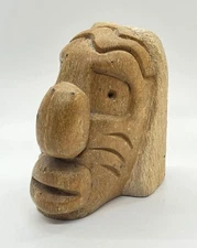 Canadian Indigenous Indian Artist Cleveland Sandy Carved Stone Face Sculpture