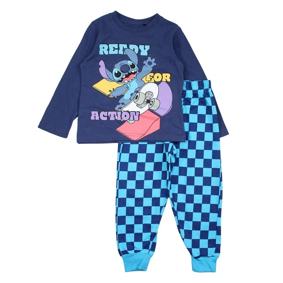 Lilo & Stitch  Kinder Jungen Jersey Pyjama Set Gr. 92-128 Langarm  Schlafanzug - Bild 2 von 4