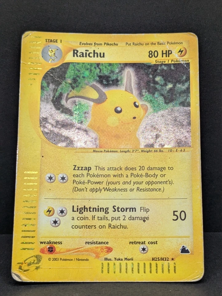 Raichu H25/H32 Skyridge Holo Foil Rare Pokemon TCG Nintendo Pikachu e-reader - Image 3 of 3