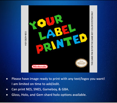 Replacement/custom label for video games - provide artwork  - Nintendo Gameboy