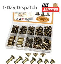 zDwfDc 115Sets Chicago Screws Leather Rivet Kit M5 Bronze Brass DD031-GT