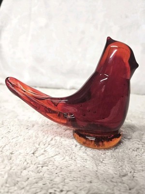 Vintage W Ward Red Amberina Cardinal of Love 1987 Titan Art Glass EUC