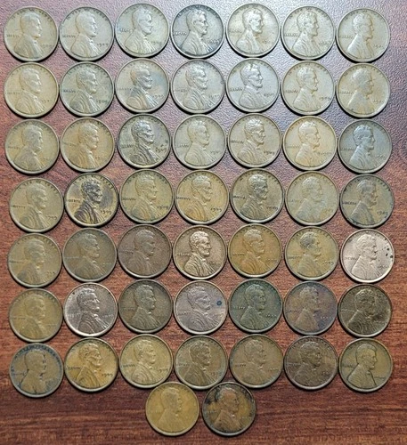 1909-VDB ROLL Lincoln Wheat Cents Circ Good-AU Some Better in Group 51 Pcs