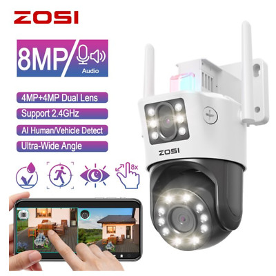 ZOSI 8MP PT WLAN IP Überwachungskamera Außen Dual Linse 8xHybrid Zoom Auto Track