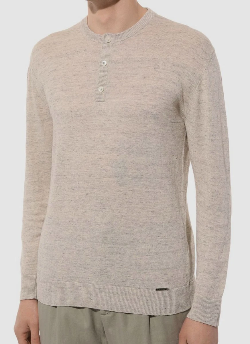 Men's cashmere henley sweater top