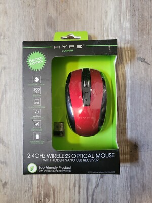 NEW Hype 2.4GHz Wireless Optical Mouse HY-7005-WMA-RED