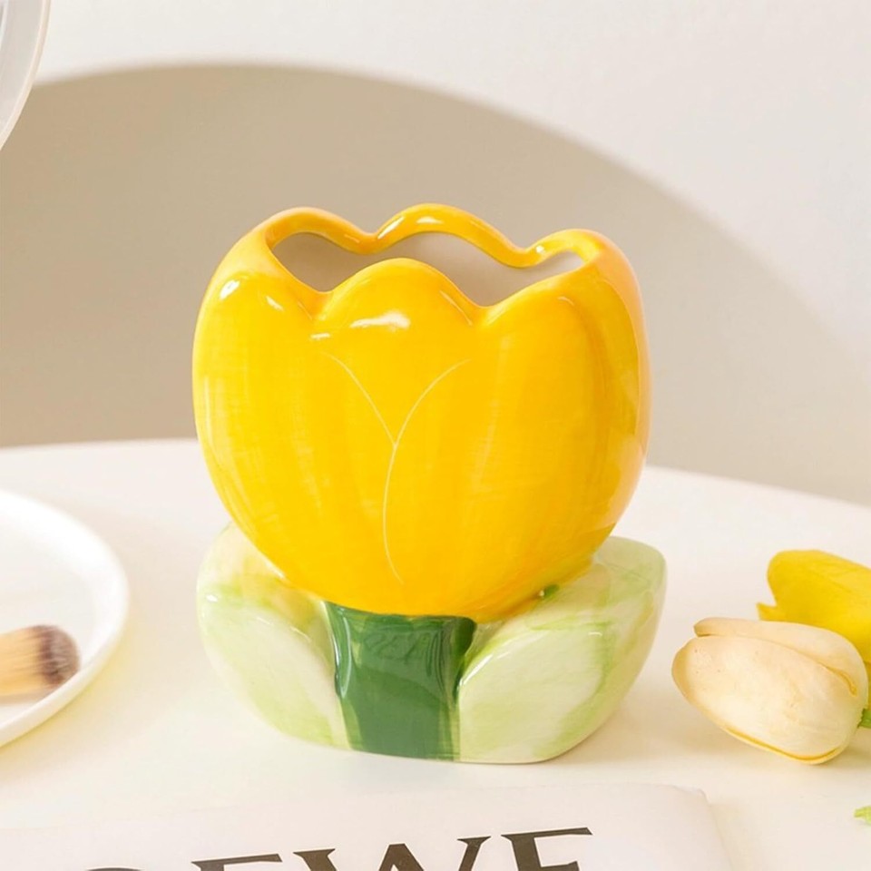 Pen Holder for Office Desk Accessories Aesthetic Yellow Makeup Brush eBay