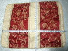 Gold & Burgundy Damask Print Shams Size Std/Queen w Gold bullion edges 29x22