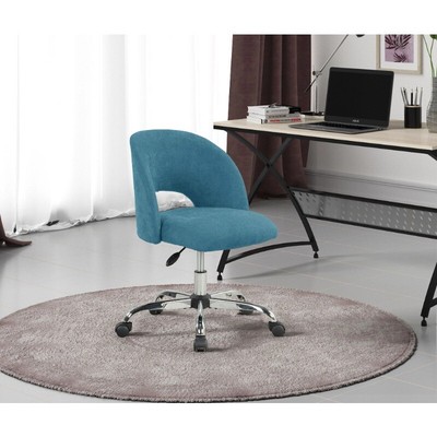 Fabric Upholstered Open Back Office Chair with Textured Boucle Fabric Casters