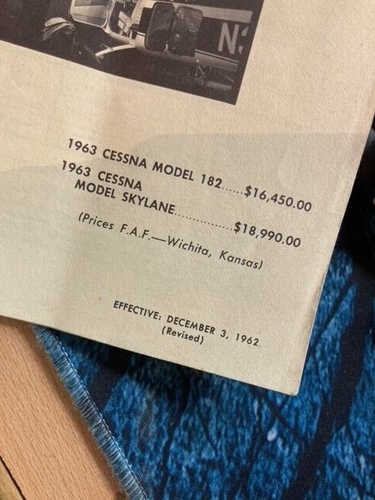 Cessna 182 & SKYLANE Aircraft & Accessories Price List 1962 - Picture 2 of 2