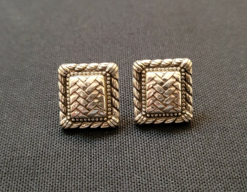 Brighton Pure Silver Plate Scroll Drop Earrings Gem