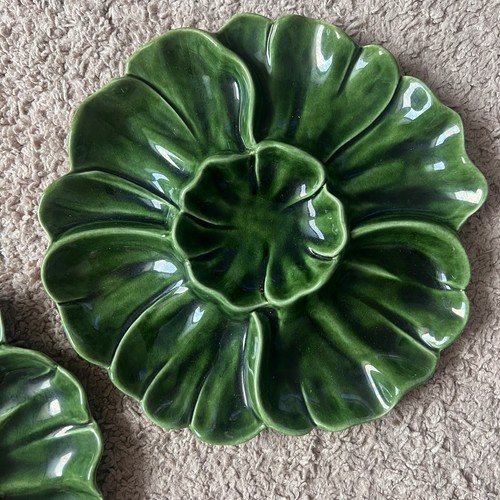 Cemar CaliforniaPottery 962 Majolica Cabbage Plate Divided Dish Mid Century - Picture 3 of 5
