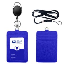 Leather Work Id Badge Holder for Men and Women with Clip Lanyards  1 pcs 