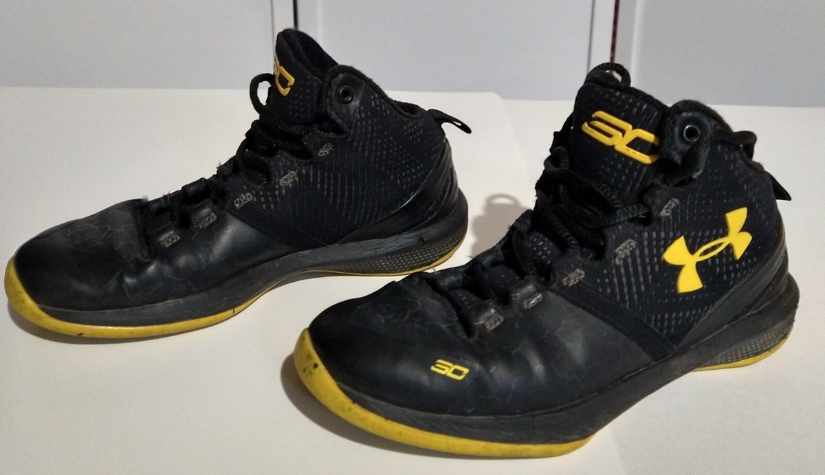 Pre Owned Steph Curry Under Armour Black Yellow Basketball Shoes