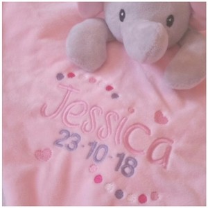 Personalised Baby Snuggle Blanket Comforter Elephant Newborn