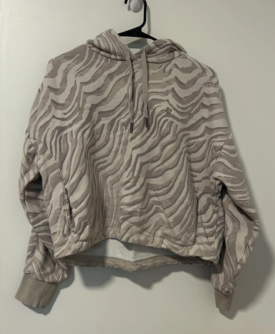 Sweaty Betty Striped Gray Hoodie With Pockets Athletic Travel Loungewear Size S