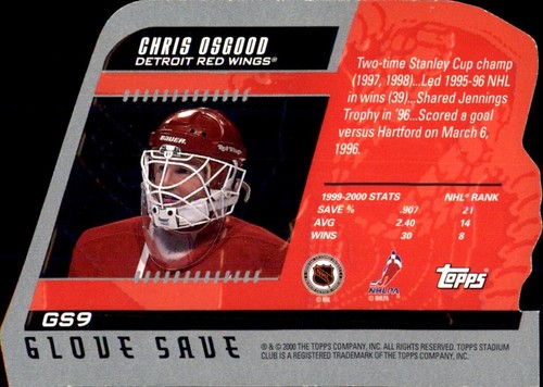 2000-01 Stadium Club đ„
Sauvegarde de gants #GS9 Chris Osgood DETROIT RED WINGS - Photo 2 sur 2