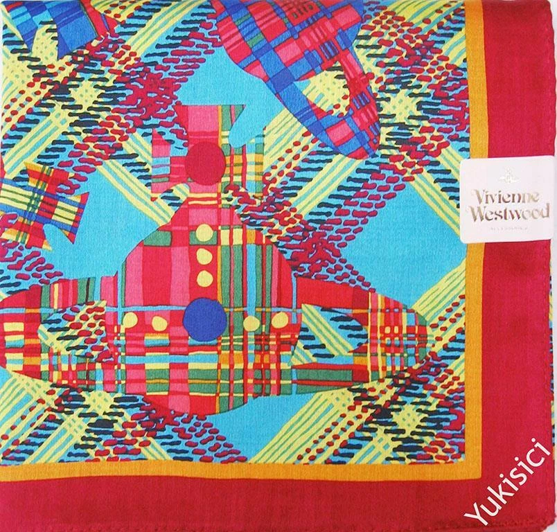 Vivienne Westwood Bufanda Clásica Multicolor Orbe Tartán + Envoltura de Regalo 59 cm Nueva Foto 4 de 4