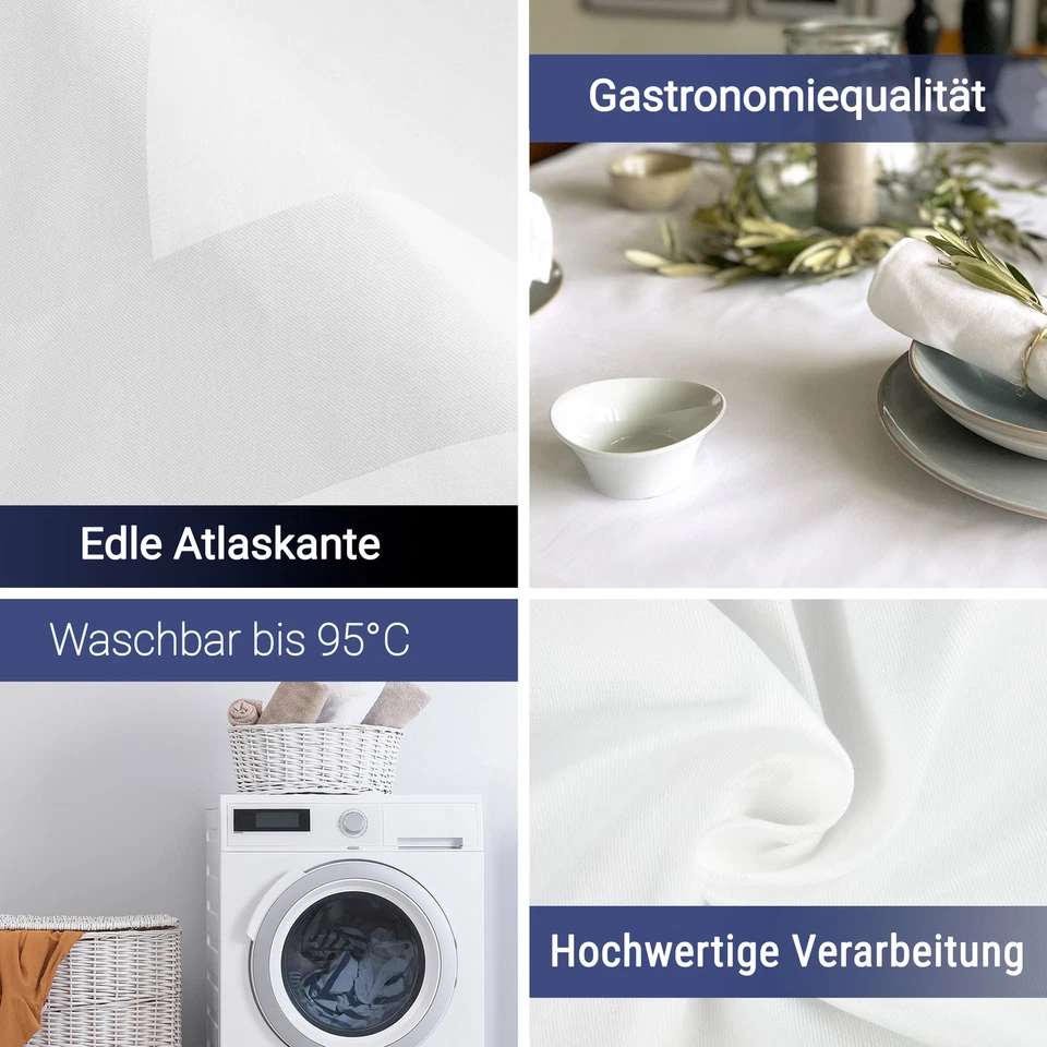 Damast Tischdecke TischtuchTischwäsche Atlaskante 100% Baumwolle weiß - Bild 4 von 4
