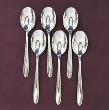 Wm Rogers Mfg Co Modern Precious set of 6 oval soup spoons silverplate flatware
