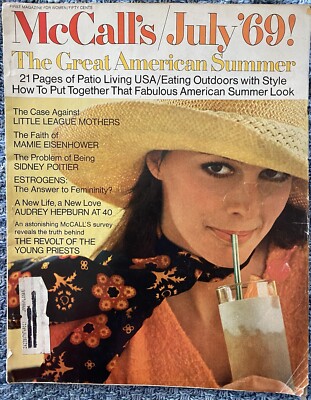 Vintage McCalls magazine July 1969 Great American Summer Issue, Audrey Hepburn