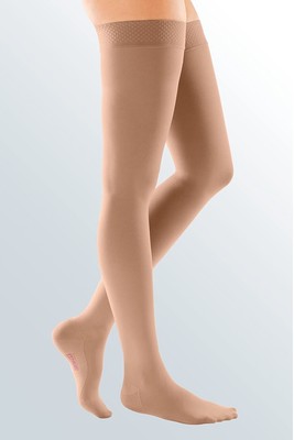 Medi Assure Thigh High, Closed Toe, w/Silicone Top-Band, (Size: L) 30-40mmHg Bei