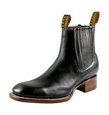 Botas al Tobillo El General Vaquero Para Hombre Cuero Genuino Negro Botín Vaquero