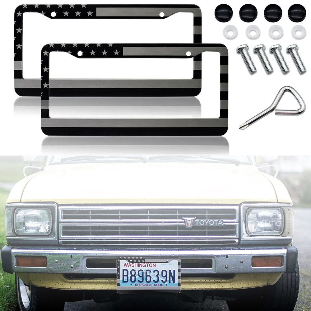 Front&Rear USA American Flag Patriotic License Plate Frame Holder 2pcs For BMW
