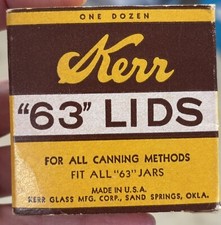 Vintage Kerr "63" Lids 1 Box/12 in box made in the usa